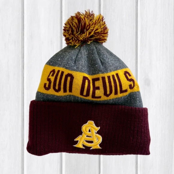 Arizona State Sun Devils Pom Beanie Hat - New Era - One Size Fits Most - Picture 1 of 7